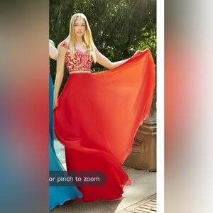 Val Stefani Vibrant Red Prom Dress